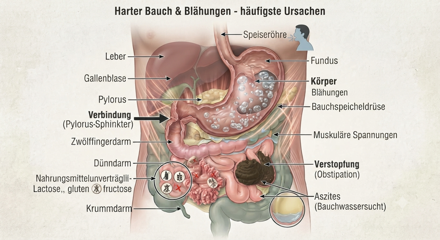 Harter Bauch & Blähungen - häufigste Ursachen